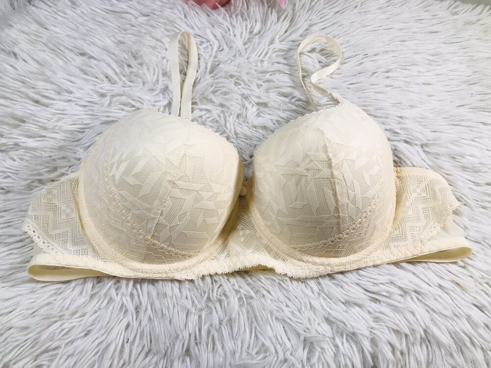 Women’s Lace Support Bra 85C/38C Beige Underwire Full Coverage Straps Padded